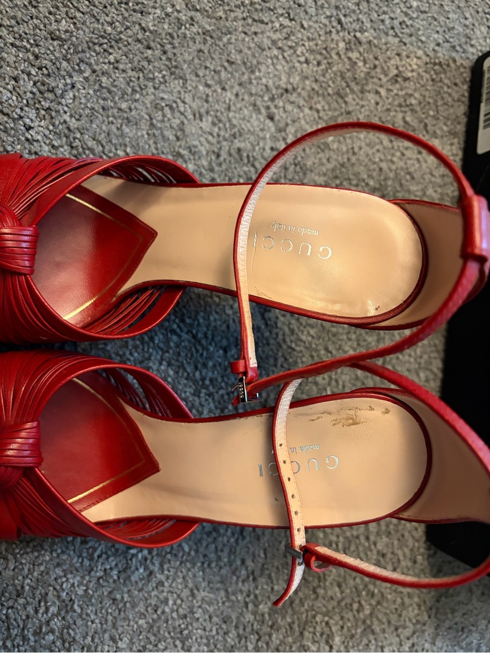 Gucci Red Leather Knot Slingback Heels - Picture 4 of 16